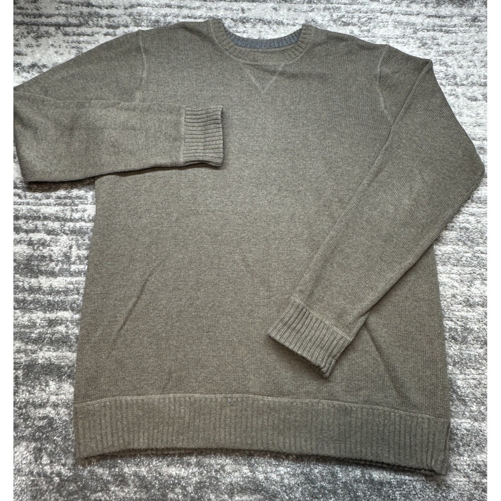 Eddie Bauer Heavy Knit Cotton Sweater Navy Beige Men's Size XLT/ XL Tall - Picture 2 of 8